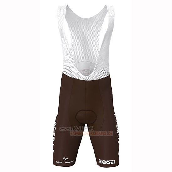 Ag2r La Mondiale Kurzarmtrikot 2019 und Kurze Tragerhose Braun Wei Blau